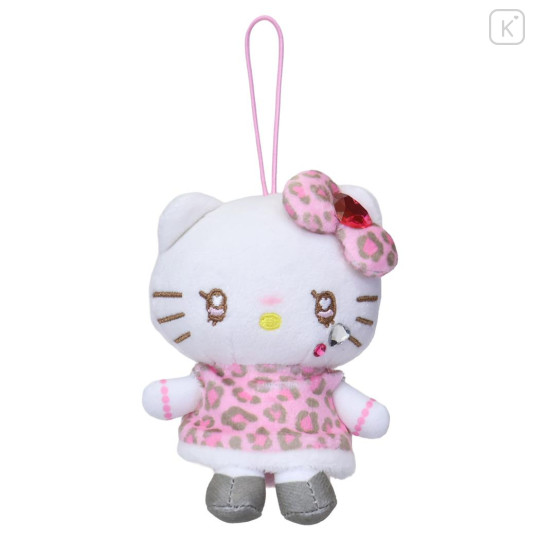 Japan Sanrio Petit Mini Mascot Holder - Hello Kitty : Heart Eyes Leopard Pink - 1