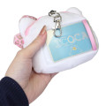 Japan Sanrio Plush Pass Case Pouch with Reel - Hello Kitty : Heart Eyes Leopard Pink - 2