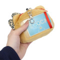 Japan Sanrio Plush Pass Case Pouch with Reel - Hello Kitty : Heart Eyes Leopard Tan - 2