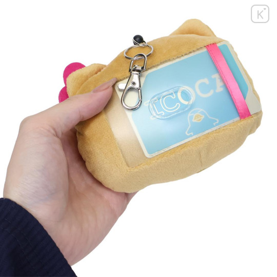 Japan Sanrio Plush Pass Case Pouch with Reel - Hello Kitty : Heart Eyes Tan Y2K - 2