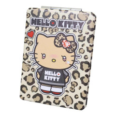 Japan Sanrio 2-sided Compact Mirror - Hello Kitty : Heart Eyes Leopard Tan