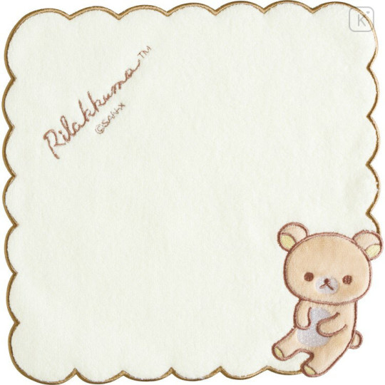 Japan San-X Embroidered Mini Towel Handkerchief - Rilakkuma : Light Yellow - 1
