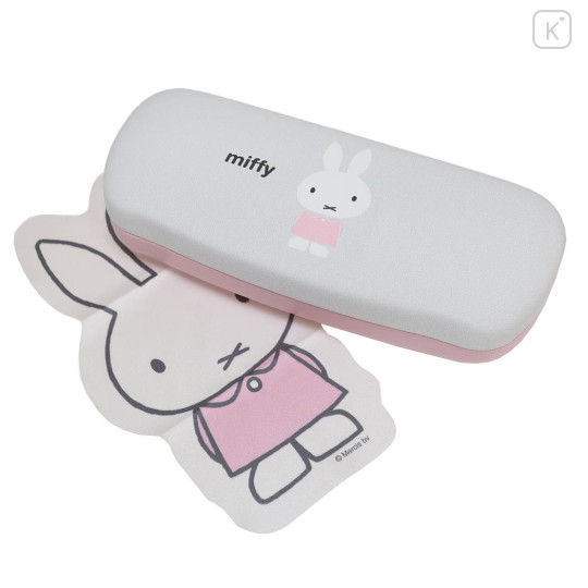 Japan Miffy Glasses Case - Miffy : Pastel Grey Pink - 1