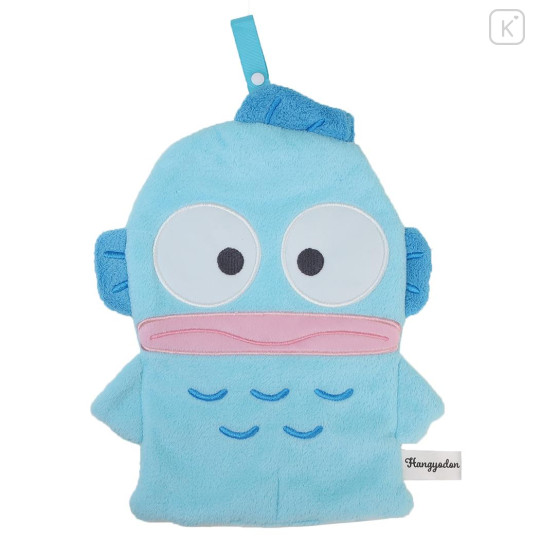 Japan Sanrio Mofumofus Fluffy Mascot Hand Towel with Loop - Hangyodon : Die-cut - 1