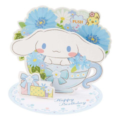 Japan Sanrio 3D Greeting Card - Cinnamoroll : Happy Birthday & Music Teacup Flower