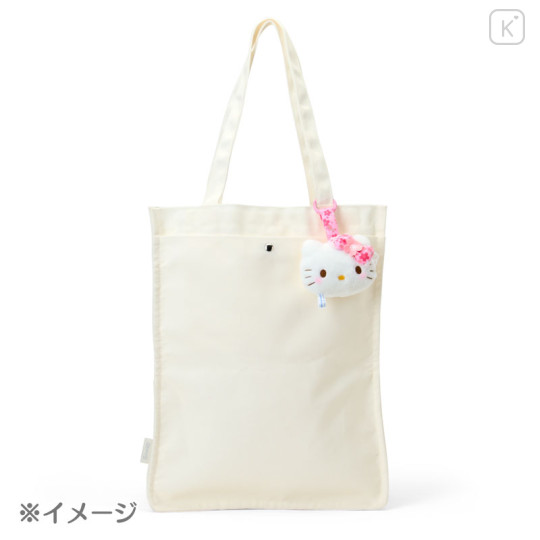 Japan Sanrio Plush Mascot with Carabiner Bag Charm - Hello Kitty : Sakura Face Light Blue Pink - 3