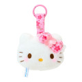 Japan Sanrio Plush Mascot with Carabiner Bag Charm - Hello Kitty : Sakura Face Light Pink - 1