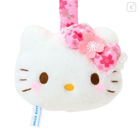 Japan Sanrio Plush Mascot with Carabiner Bag Charm - Hello Kitty : Sakura Face Light Pink - 2
