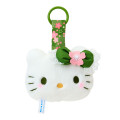 Japan Sanrio Plush Mascot with Carabiner Bag Charm - Hello Kitty : Sakura Face Matcha - 1