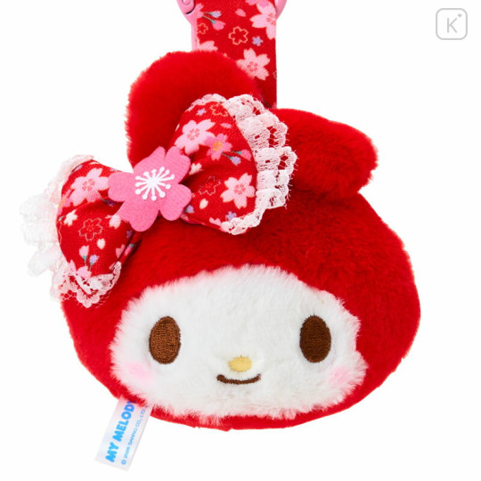 Japan Sanrio Plush Mascot with Carabiner Bag Charm - My Melody : Sakura Face Red - 2