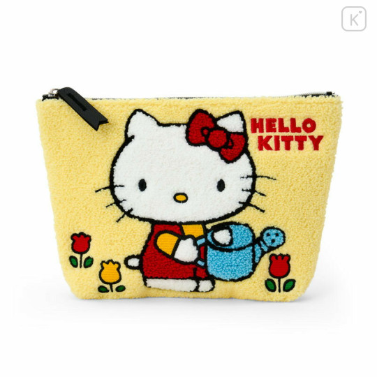 Japan Sanrio Sagara Embroidered Cosmetic Pouch - Hello Kitty : Watering Yellow - 1
