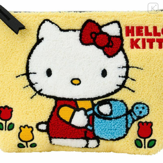 Japan Sanrio Sagara Embroidered Cosmetic Pouch - Hello Kitty : Watering Yellow - 4