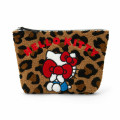 Japan Sanrio Sagara Embroidered Cosmetic Pouch - Hello Kitty : Leopard Brown - 1