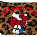 Japan Sanrio Sagara Embroidered Cosmetic Pouch - Hello Kitty : Leopard Brown - 4
