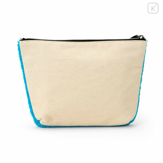 Japan Sanrio Sagara Embroidered Cosmetic Pouch - Hello Kitty & Hello Mimmy : Apple Blue - 2