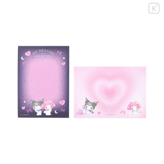 Japan Sanrio Mini Notepad - Kuromi & My Melody : Dream Heart Black - 3