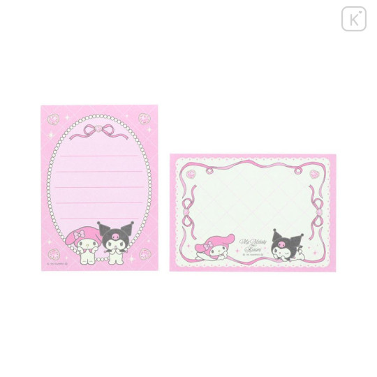 Japan Sanrio Mini Notepad - Kuromi & My Melody : Ribbon Pink - 3