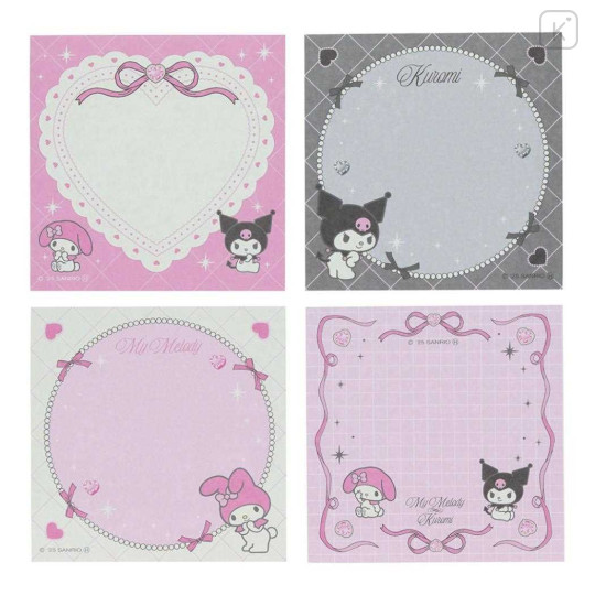 Japan Sanrio Square Memo - Kuromi & My Melody : Ribbon Pink - 3