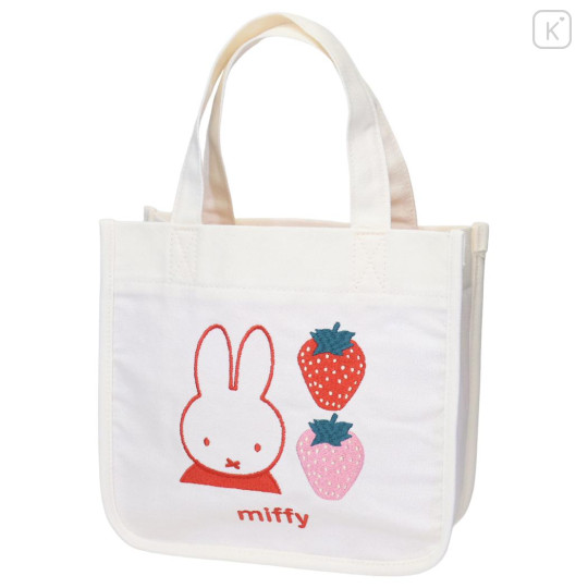 Japan Miffy Embroidered Mini Tote Bag - Miffy : Strawberry - 1