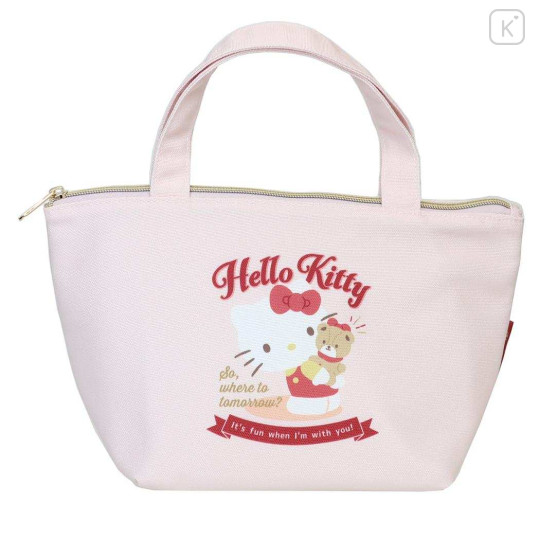 Japan Sanrio Insulated Cooler Lunch Bag - Hello Kitty & Tiny Chum : Light Pink - 1