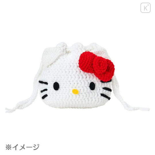 Japan Sanrio Original Face-shaped Drawstring Bag Knitting Kit - Hello Kitty : Sanrio Craft Club - 5