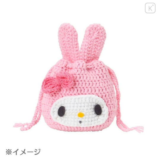 Japan Sanrio Original Face-shaped Drawstring Bag Knitting Kit - My Melody : Sanrio Craft Club - 5