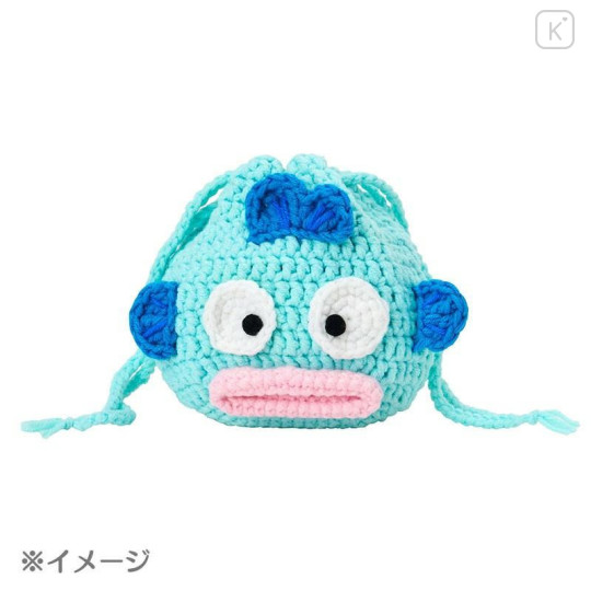Japan Sanrio Original Face-shaped Drawstring Bag Knitting Kit - Hangyodon : Sanrio Craft Club - 5
