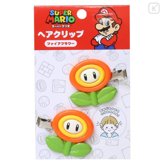 Japan Super Mario Hair Clip Set - Fire Flower - 1