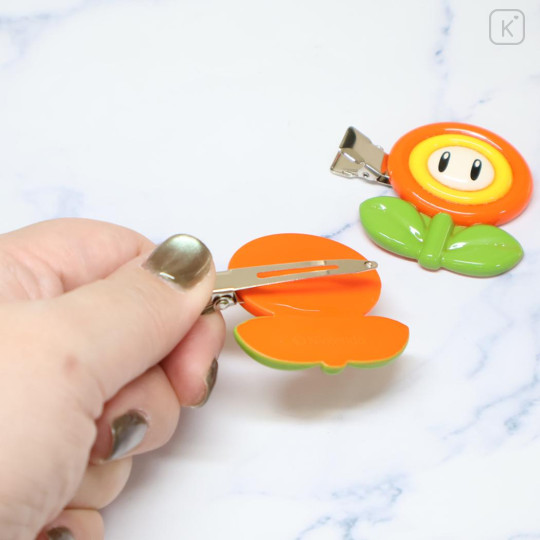 Japan Super Mario Hair Clip Set - Fire Flower - 2