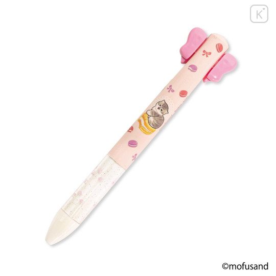 Japan Mofusand Two Color Mimi Pen - Macaroon Cat Ribbon Pink - 3