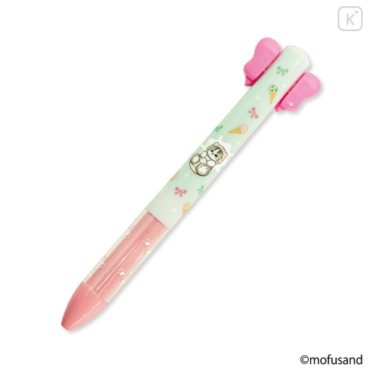 Japan Mofusand Two Color Mimi Pen - Ice Cream Cat Ribbon Mint - 3