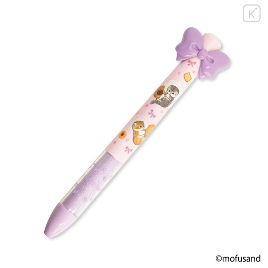 Japan Mofusand Two Color Mimi Pen - Cookie Cat Ribbon Purple - 1