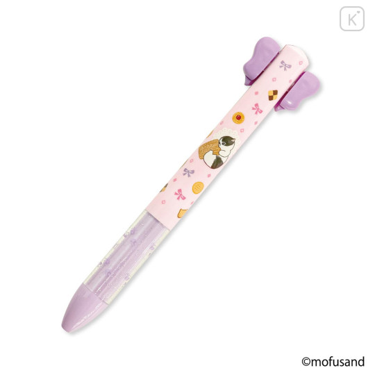 Japan Mofusand Two Color Mimi Pen - Cookie Cat Ribbon Purple - 3