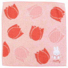 Japan Miffy Mini Towel Jacquard Handkerchief - Miffy : Tulip Pink