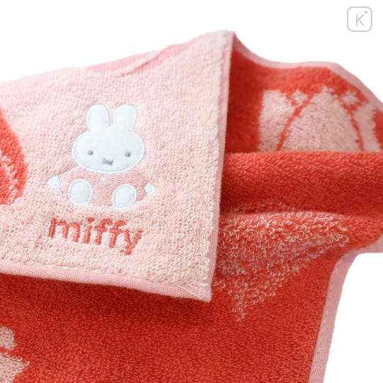 Japan Miffy Mini Towel Jacquard Handkerchief - Miffy : Tulip Pink - 2