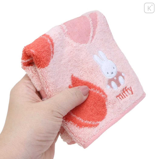 Japan Miffy Mini Towel Jacquard Handkerchief - Miffy : Tulip Pink - 3