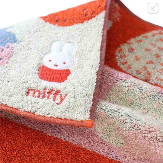 Japan Miffy Mini Towel Jacquard Handkerchief - Miffy : Strawberry - 2