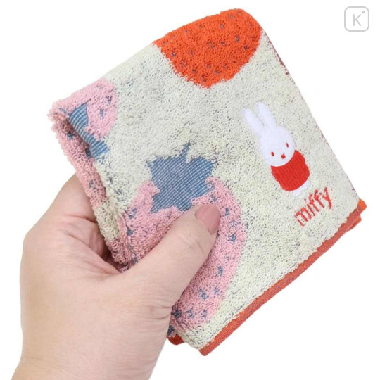 Japan Miffy Mini Towel Jacquard Handkerchief - Miffy : Strawberry - 3