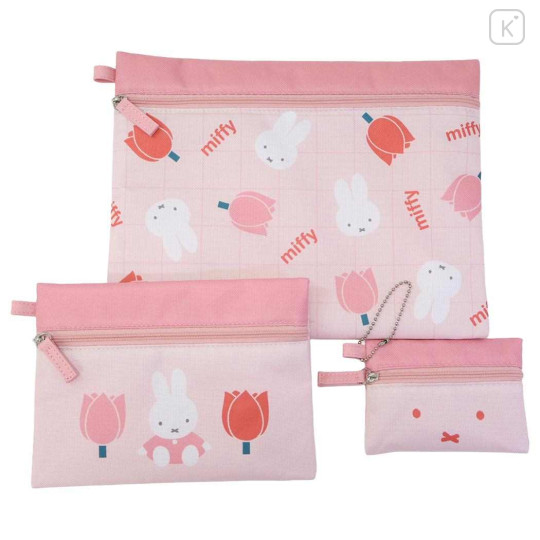 Japan Miffy Flat Pouch Set - Miffy : Tulip Pink - 1