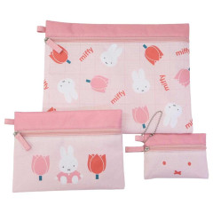 Japan Miffy Flat Pouch Set - Miffy : Tulip Pink