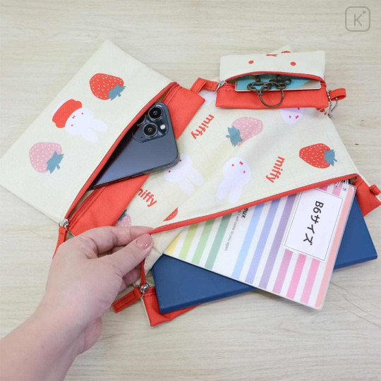 Japan Miffy Flat Pouch Set - Miffy : Strawberry Yellow - 3