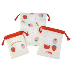 Japan Miffy Drawstring Bag Set - Miffy : Strawberry Yellow