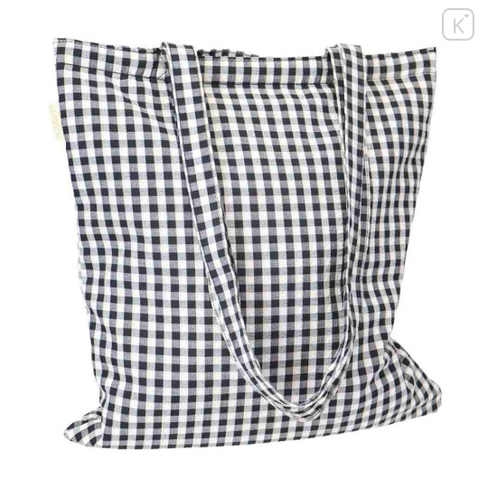 Japan Peanuts Tote Bag - Snoopy & Woodstock : Black Plaid Balloon - 2