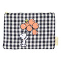 Japan Peanuts Cosmetic Pouch - Snoopy & Woodstock : Black Plaid Balloon - 1