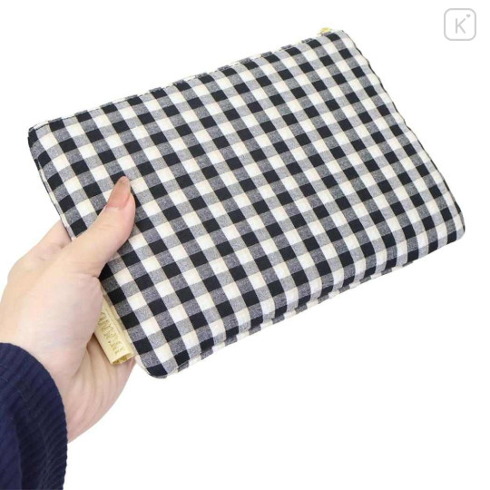 Japan Peanuts Cosmetic Pouch - Snoopy & Woodstock : Black Plaid Balloon - 2