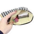 Japan Peanuts Cosmetic Pouch - Snoopy & Woodstock : Black Plaid Balloon - 3