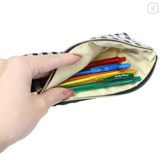 Japan Peanuts Slim Pen Pouch Pencil Case - Snoopy & Woodstock : Black Plaid Balloon - 3