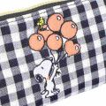 Japan Peanuts Slim Pen Pouch Pencil Case - Snoopy & Woodstock : Black Plaid Balloon - 4