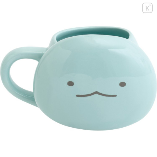 Japan San-X 3D Porcelain Mug - Sumikko Gurashi : Raccoon Tanuki Round Restaurant Tokage Blue - 1