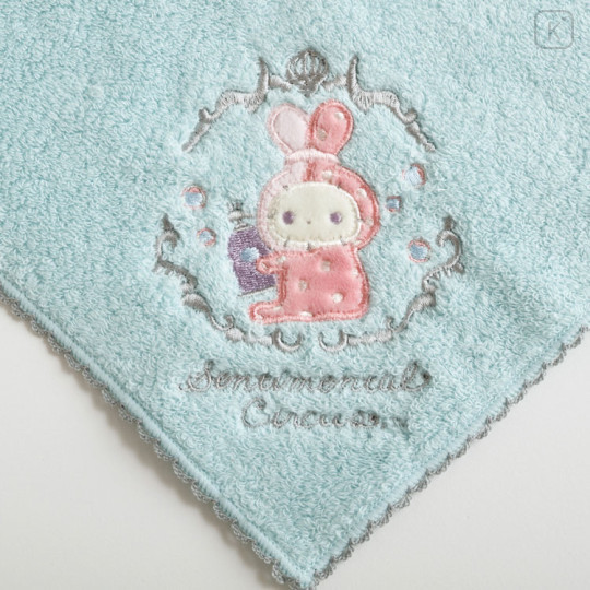 Japan San-X Embroidered Mini Towel Handkerchief - Sentimental Circus Shappo : Warm Foamy Soap Night Mint - 2